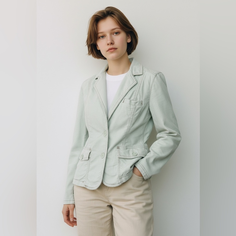 GAP vintage Y2K 00s Light mint Green Corduroy Blazer